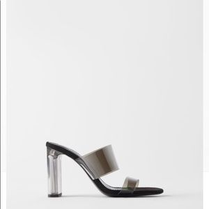 NEW! Zara VINYL SANDALS WITH METHACRYLATE HEEL